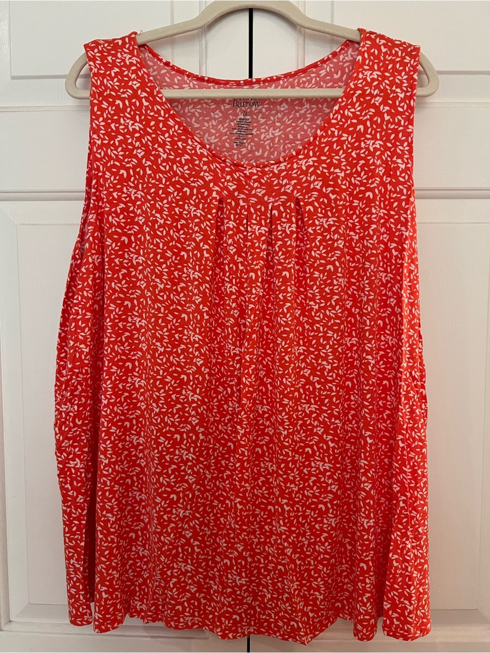 croft & barrow Orange Tank Top with White Leaf Print Size 2X